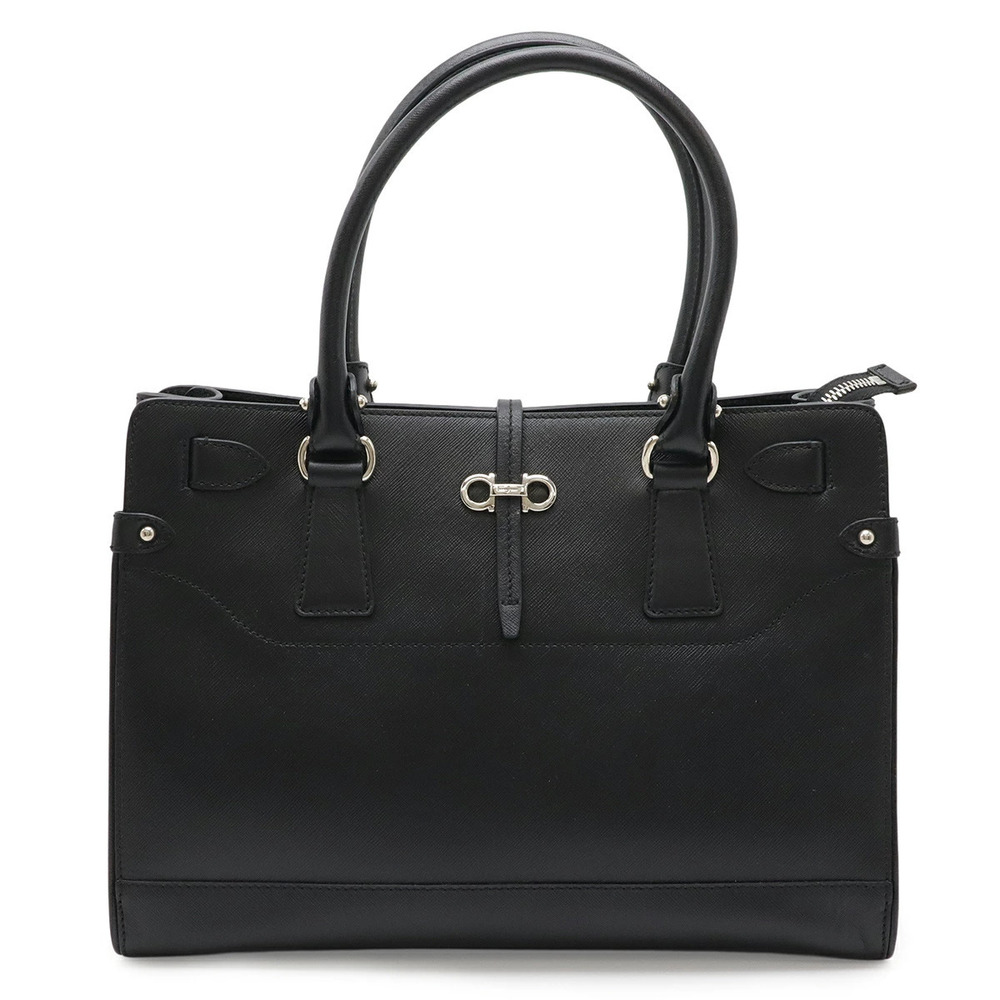 Salvatore Ferragamo Gancini Tote Bag Handbag Leather Black